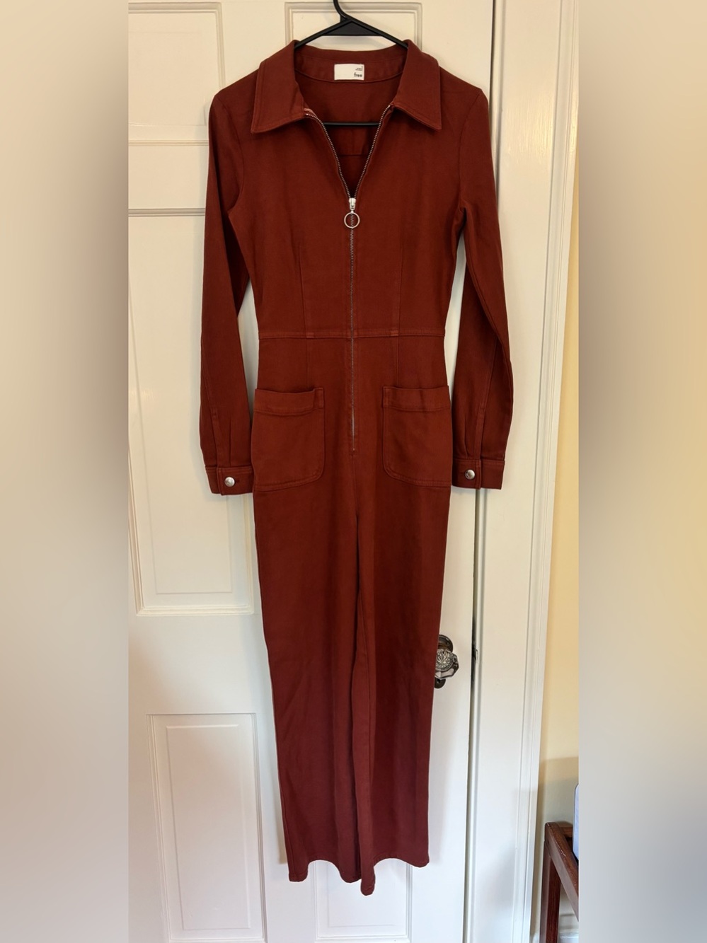 Aritzia Wilfred Free Zip Front Long Sleeve Jumpsuit in Cider Rust Like New